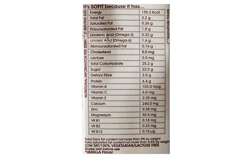 Sofit Soya Milk Vanilla   Tetra Pack  200 millilitre